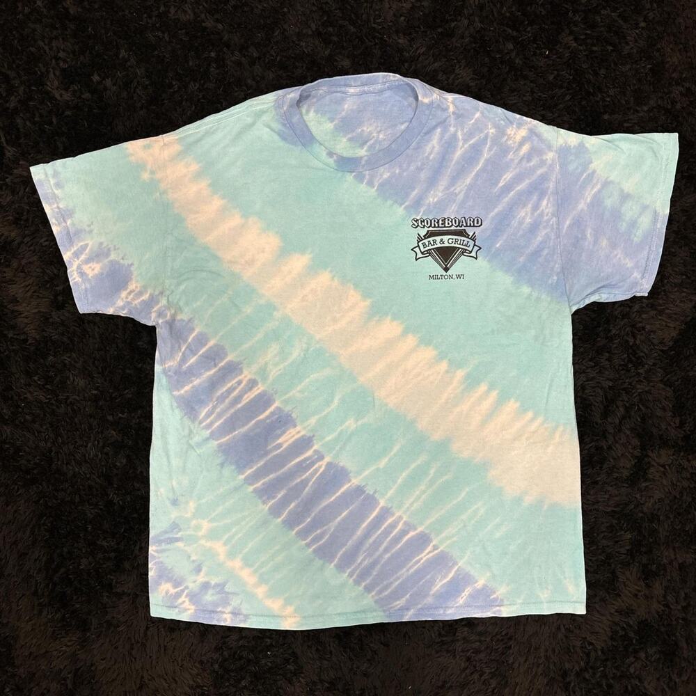 Multi blue tie dye bar tshirt